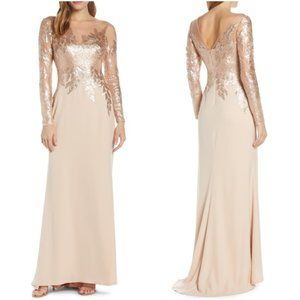 TADASHI SHOJI Sequin Embellished Gown Champagne
